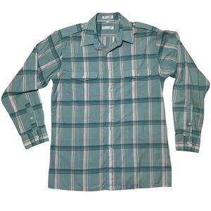 Christian Dior Plaid Button Down Vintage Shirt Mens Size M Blue